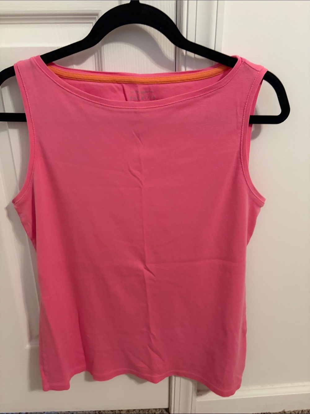 Talbots Pink Boatneck Sleeveless Tank with Contrast Trim